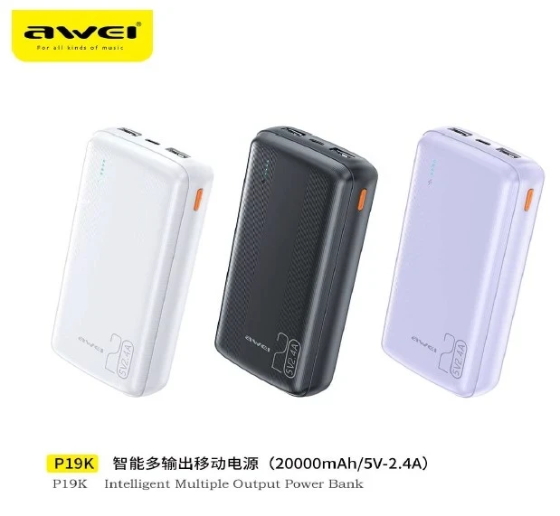 AWEI P19K 20,000mAh Power Bank – 2.4A (12W)